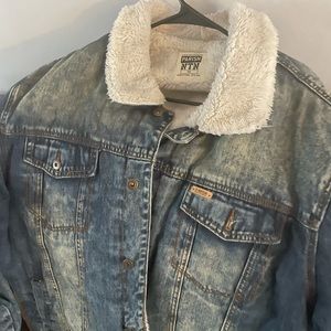 Jean jacket with fire inside